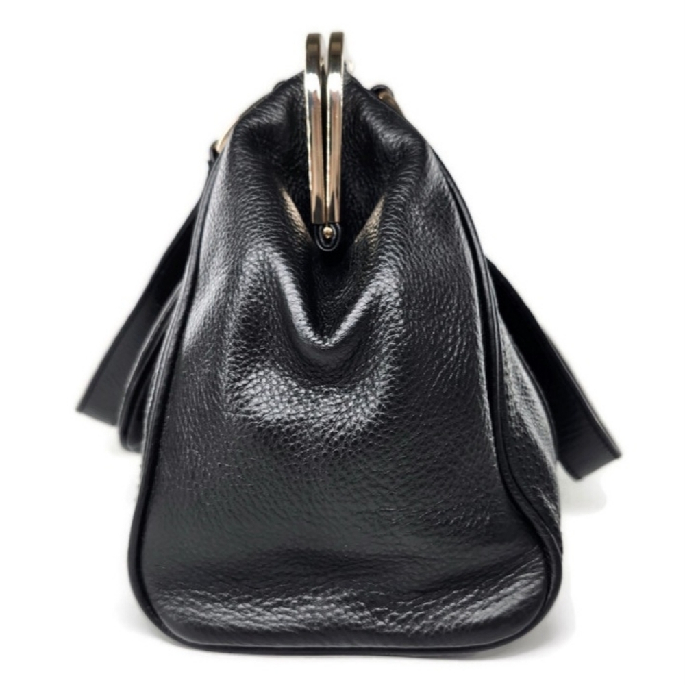 Celine Clandestine Black Pebbled Leather Gold Frame Doctor Shoulder Satchel Bag - Picture 7 of 15